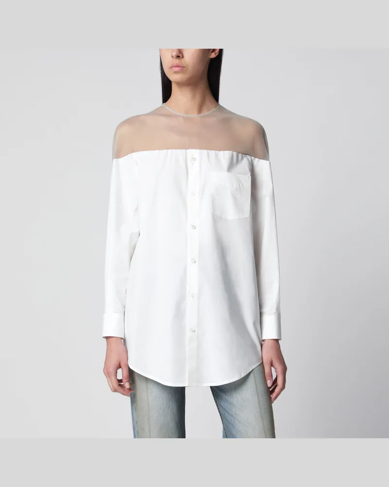 Maison Margiela Baumwollhemd mit transparenten Details in Off-White White