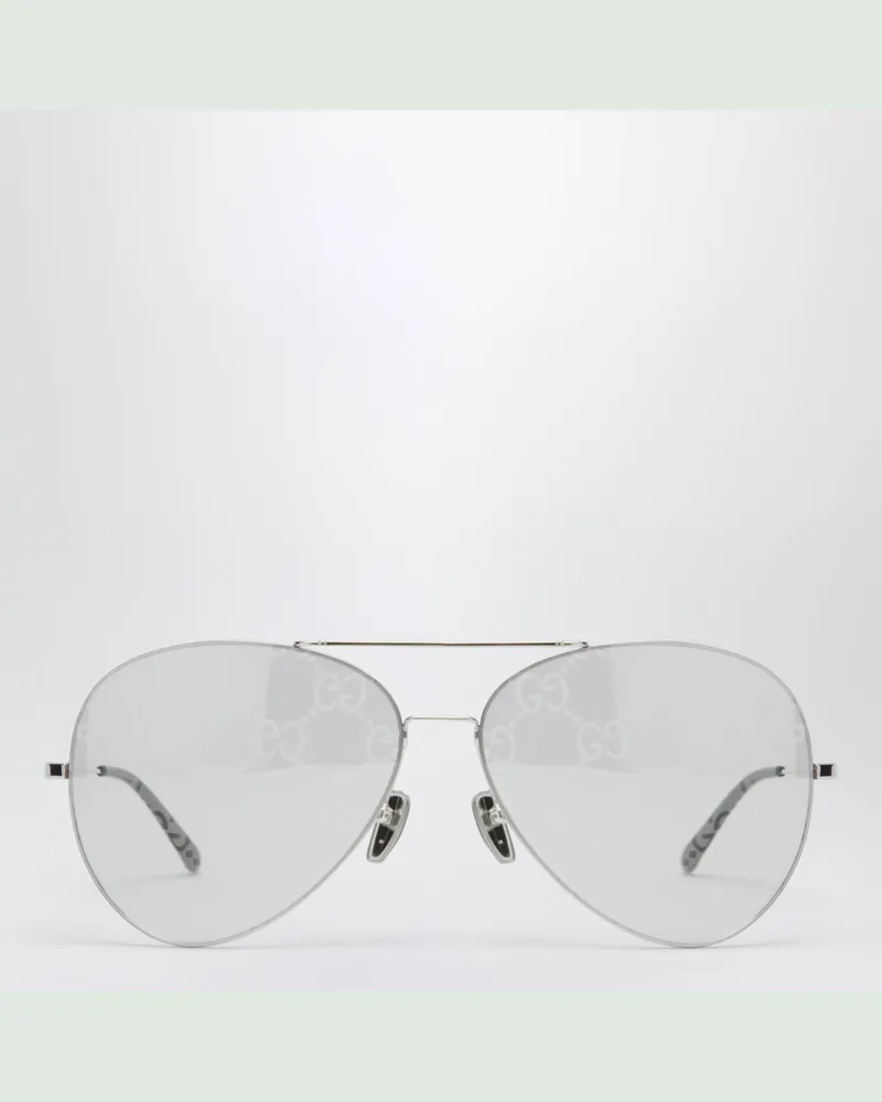 Gucci Silberne Pilotensonnenbrille Grey
