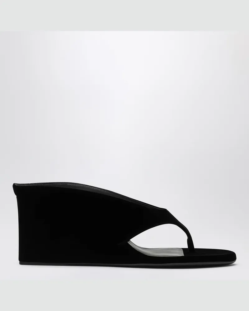 Alaïa Zehensteg-Mules mit Keilabsatz aus schwarzem Samt Black