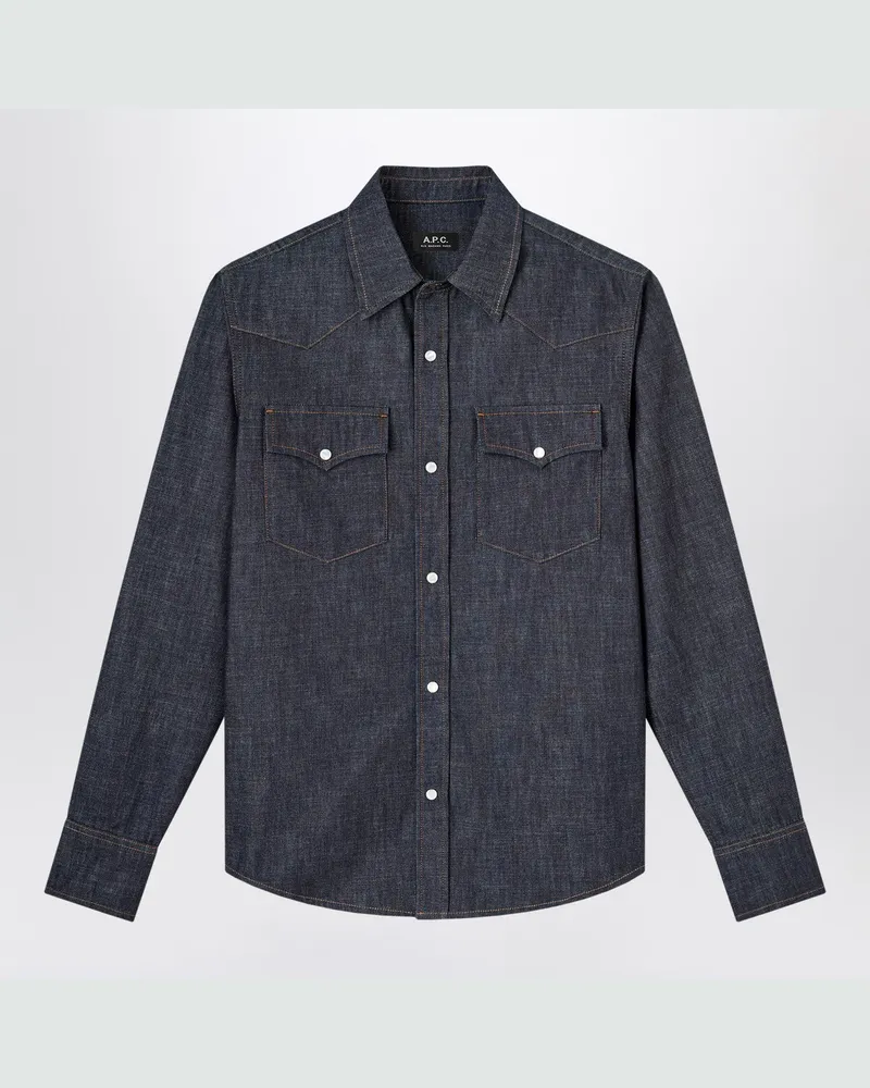 A.P.C. Westernhemd aus indigoblauem Denim Blue