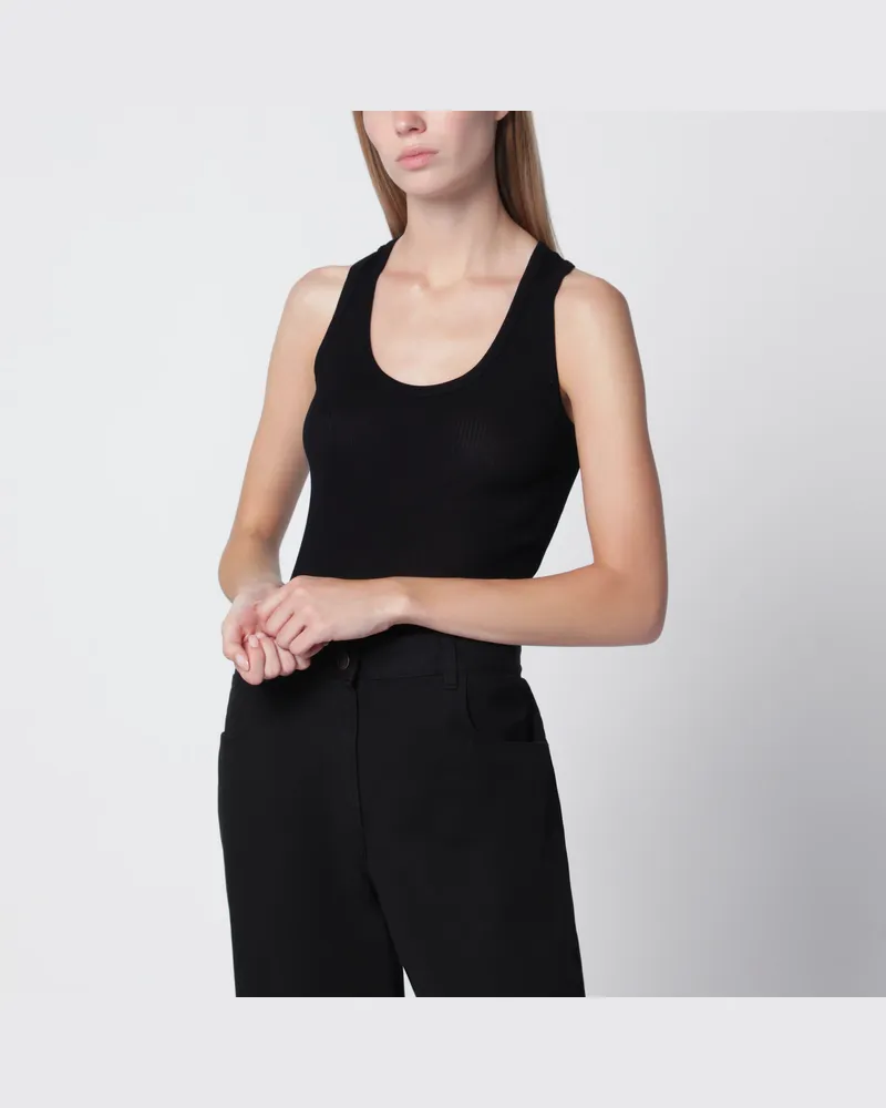 The Row Racerback-Top Cendrea aus geripptem Baumwolljersey in Schwarz Black