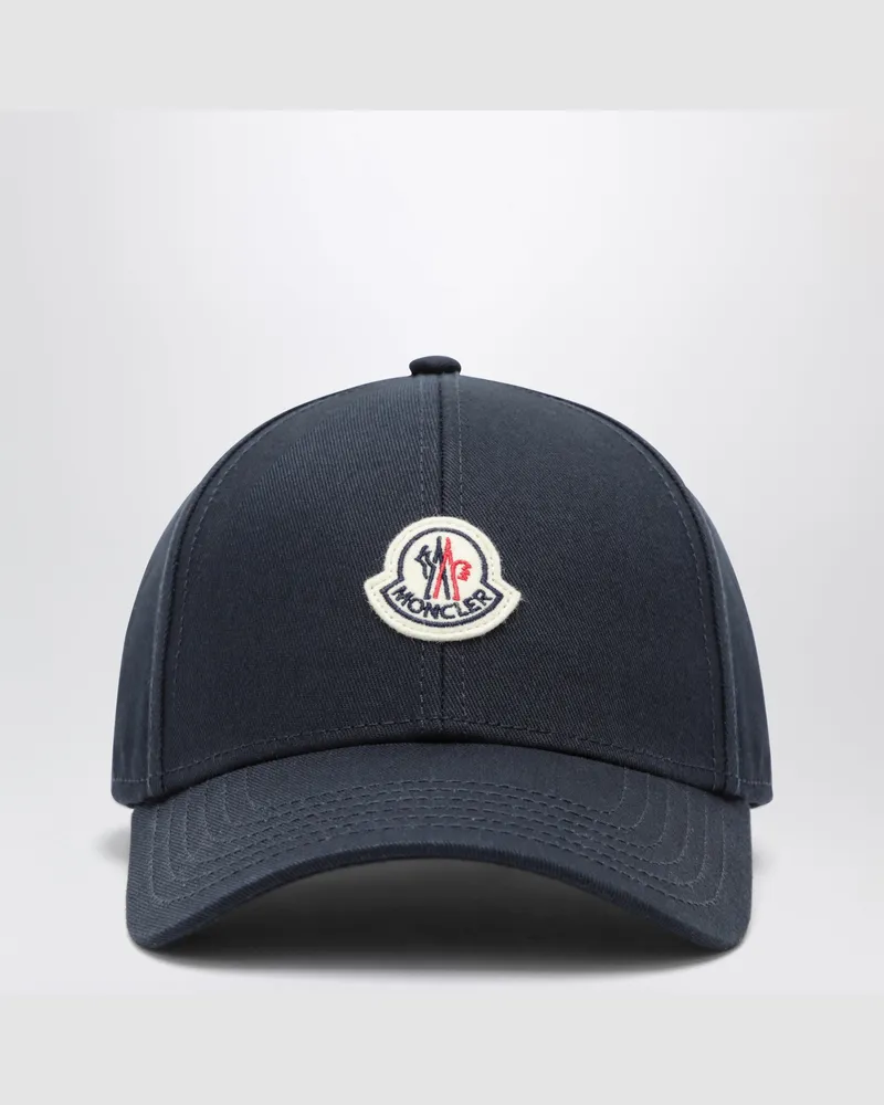 Moncler Marineblaue Baseballkappe mit Logo-Patch 