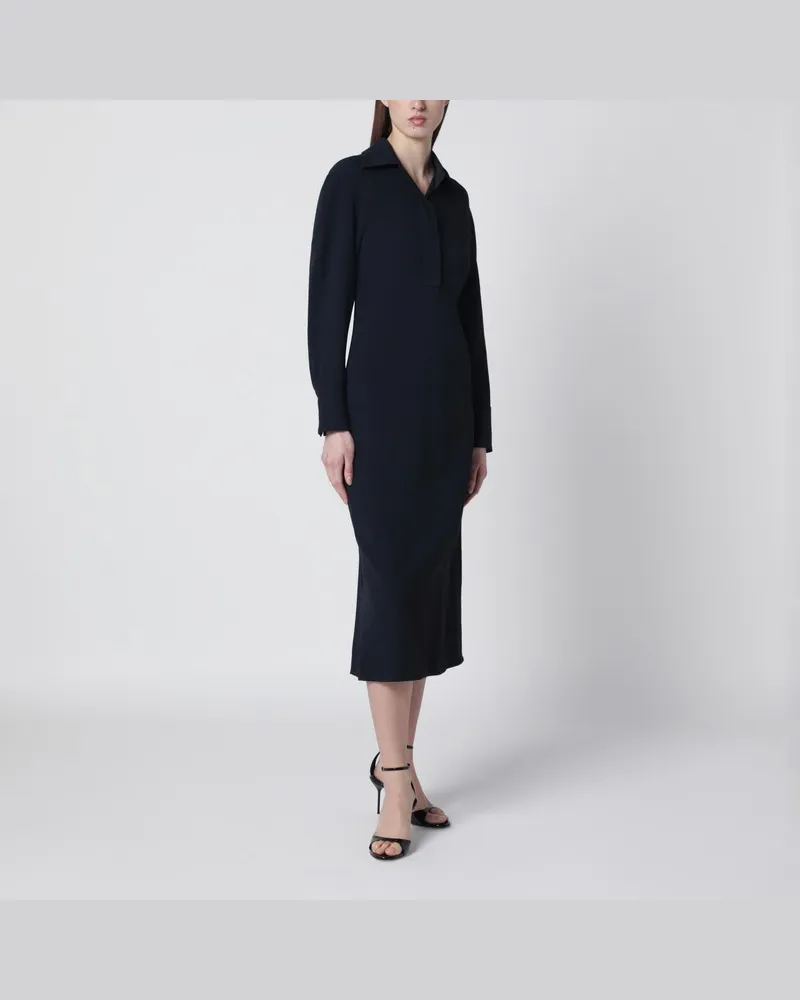 Victoria Beckham Navyblaues Midikleid im Hemdstil Blau