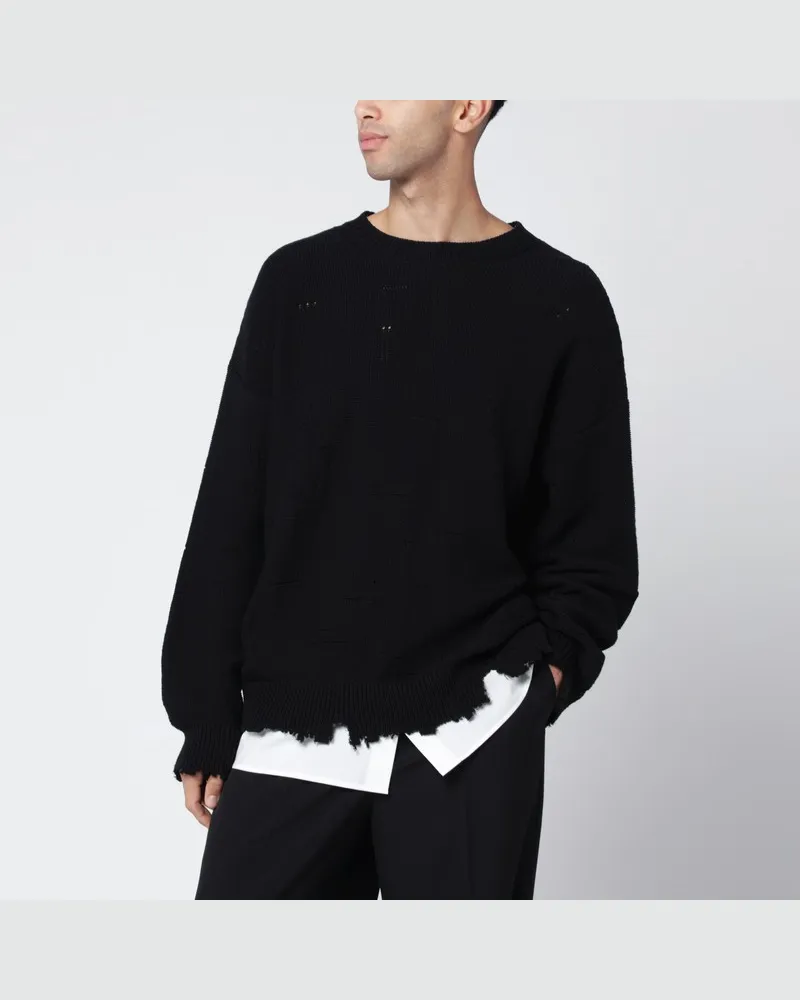 Maison Margiela Schwarzer Pullover mit distressed Saum Schwarz