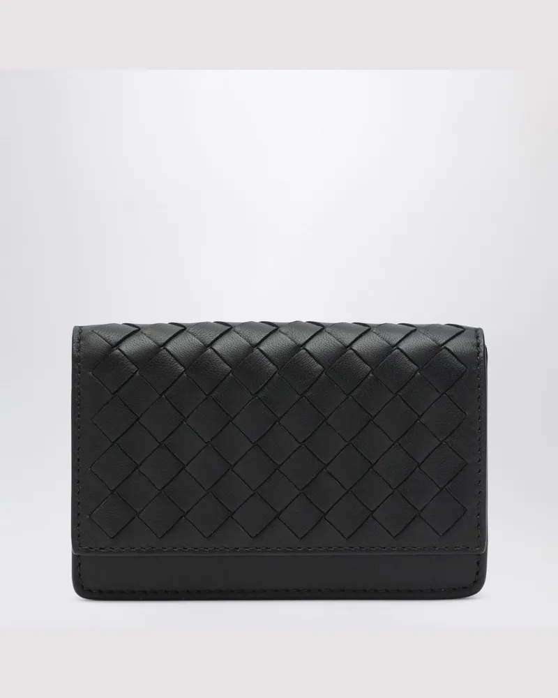 Bottega Veneta Kleines Intrecciato Continental Portemonnaie in Schwarz Schwarz