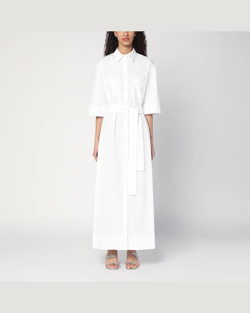 P.A.R.O.S.H. Weißes Hemdblusenkleid mit Gürtel Weiß