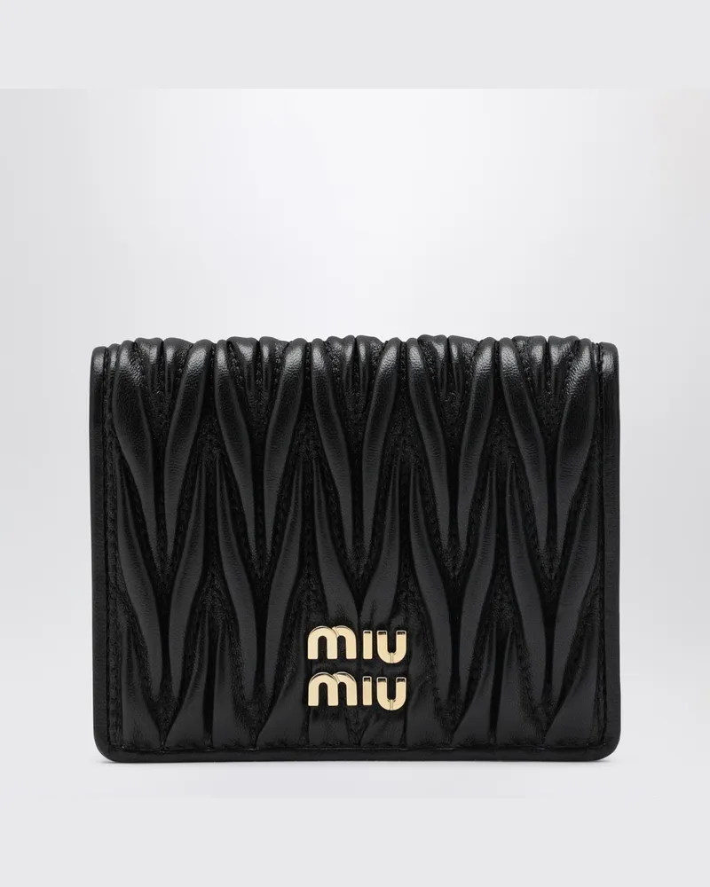 Miu Miu Schwarze Geldbörse aus Nappaleder mit Steppung Black