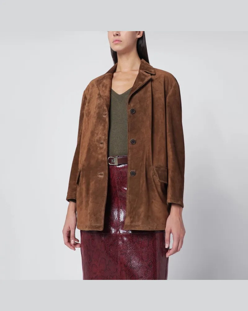 Salvatore Santoro Tabakfarbener Wildlederjacke Braun