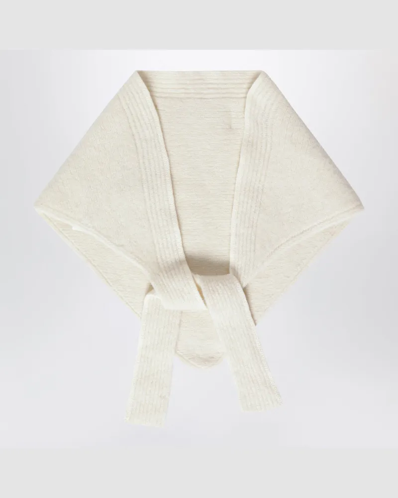Jacquemus Weißer Gros Grain Schal aus Alpakamischung White