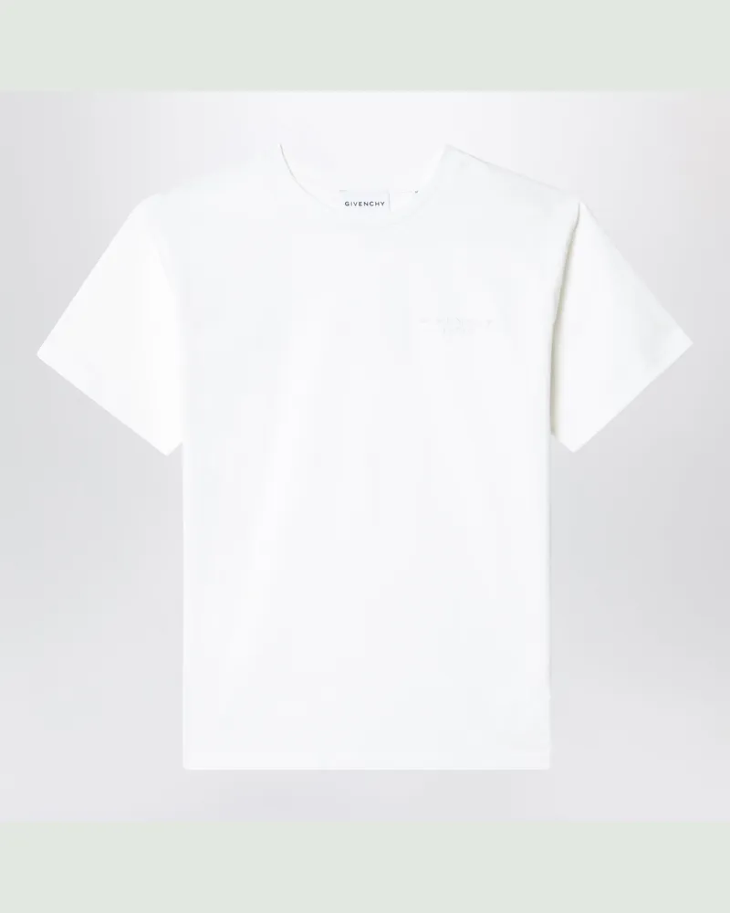 Givenchy Weißes T-Shirt aus Baumwolle mit gesticktem Logo White