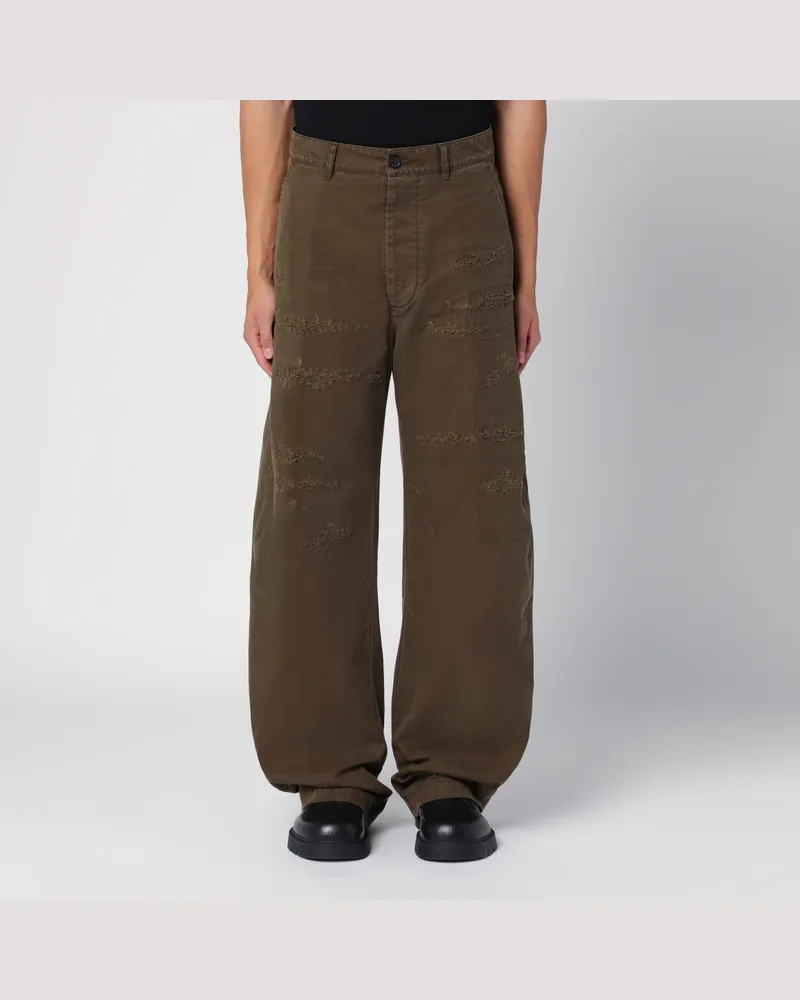 Dsquared2 Weite militärgrüne Hose mit Used-Details Green