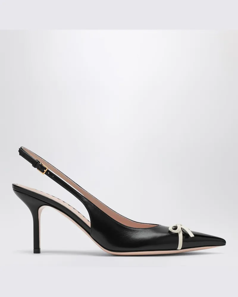 Valentino Garavani Schwarze spitze Slingback mit Schleife Schwarz