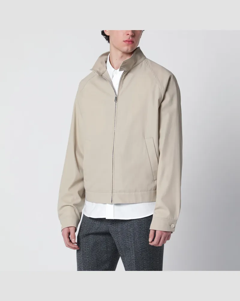 Prada Sandfarbene Jacke mit Reißverschluss aus Baumwolle Beige