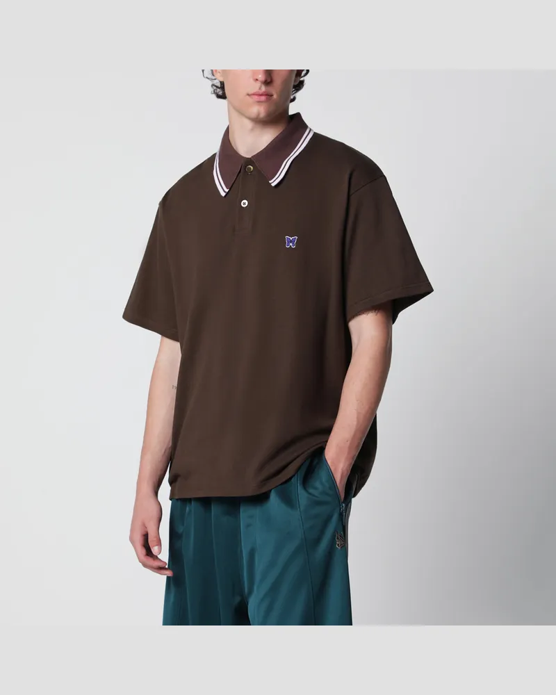 NEEDLES Braunes Poloshirt aus Piqué Brown