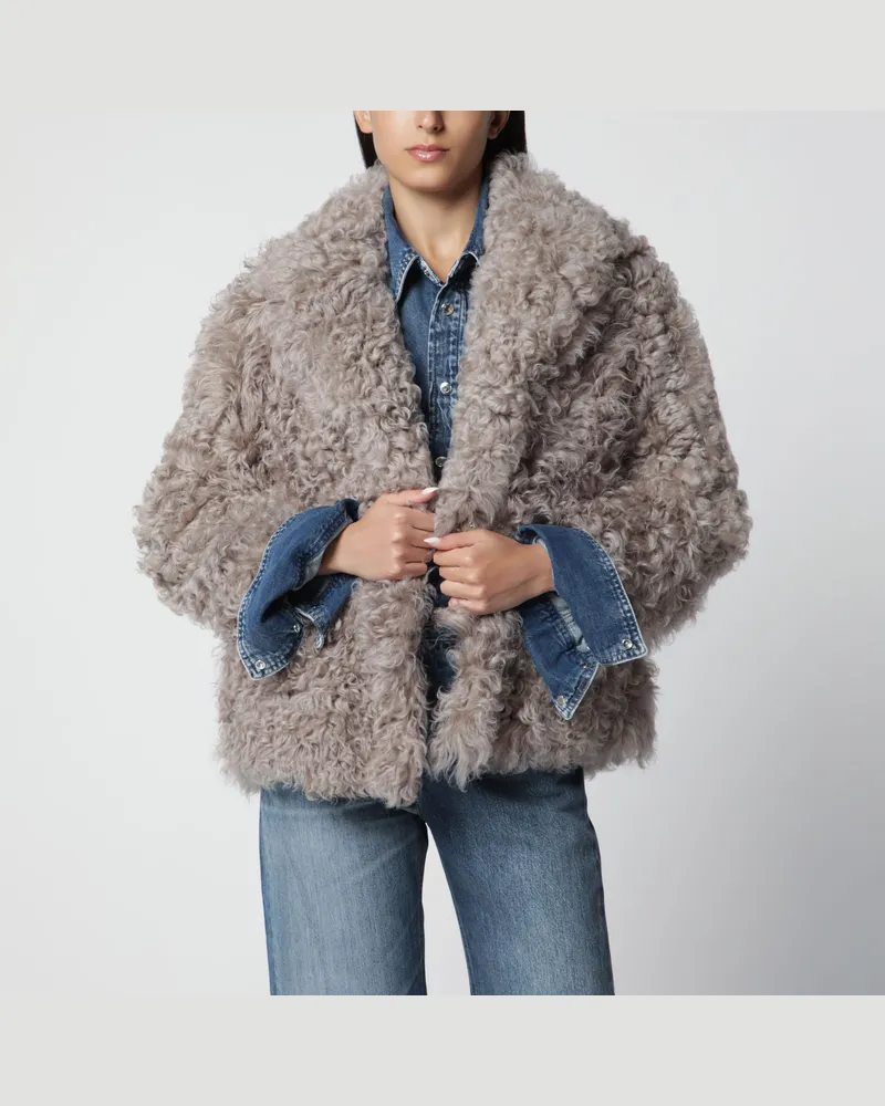 BLANCHA Kurze Pelzjacke in Taupe Grey