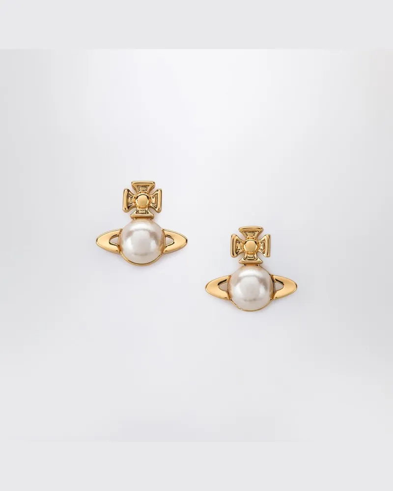 Vivienne Westwood Goldene Balbina-Ohrringe mit Perle Metallisch