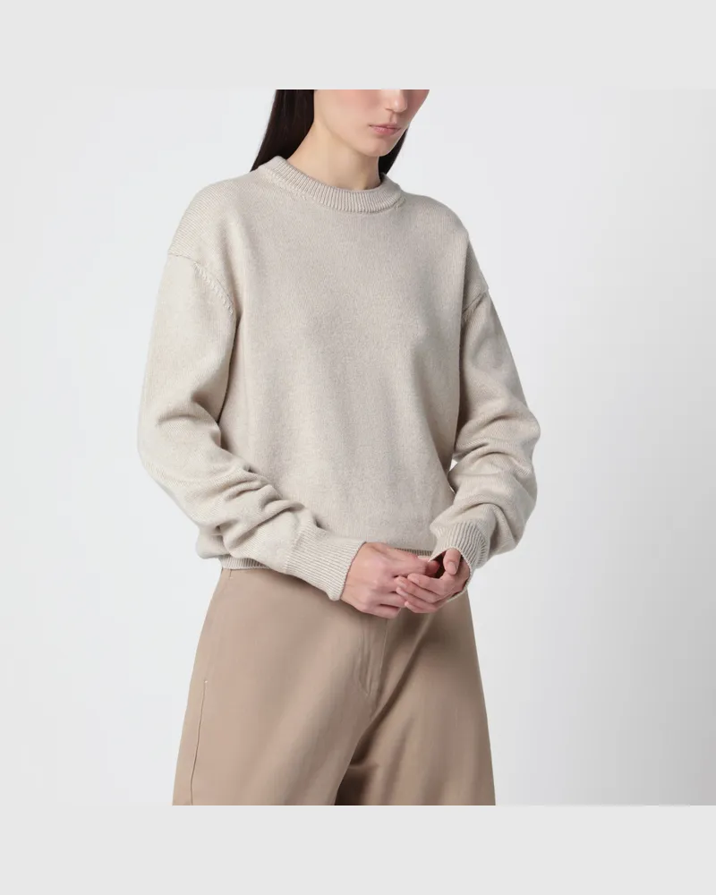 Jacquemus Moulin-Pullover aus hellbeiger Merinowolle Beige