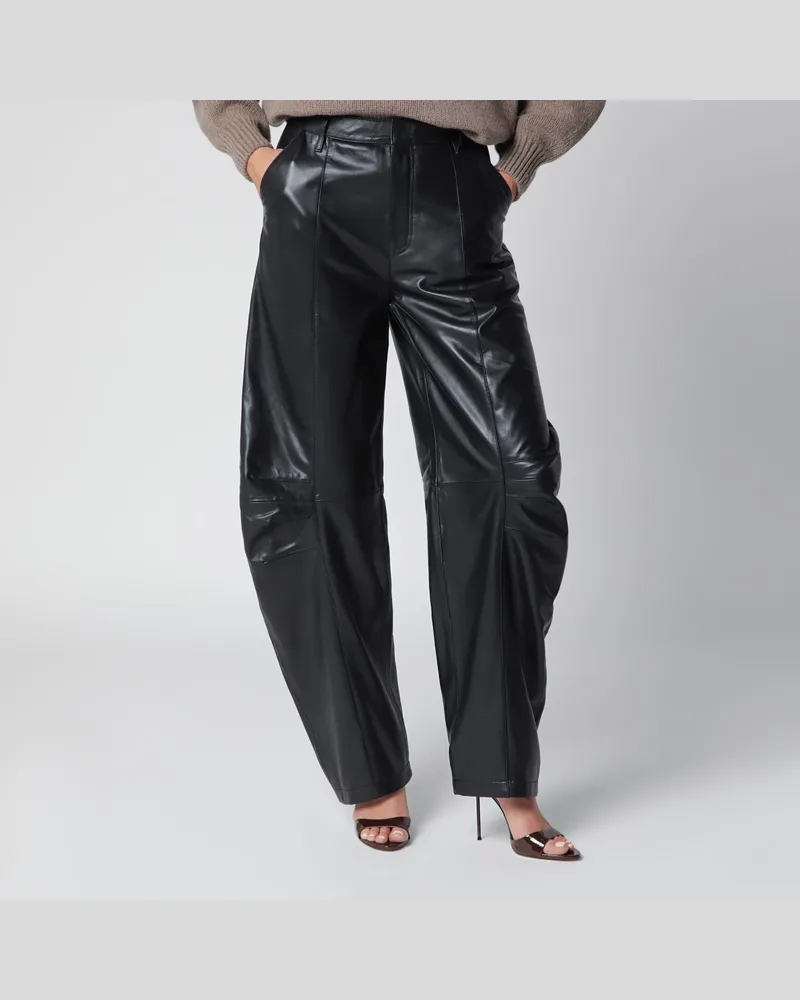ROTATE Birger Christensen Schwarze Cargo-Hose aus Lammleder Black