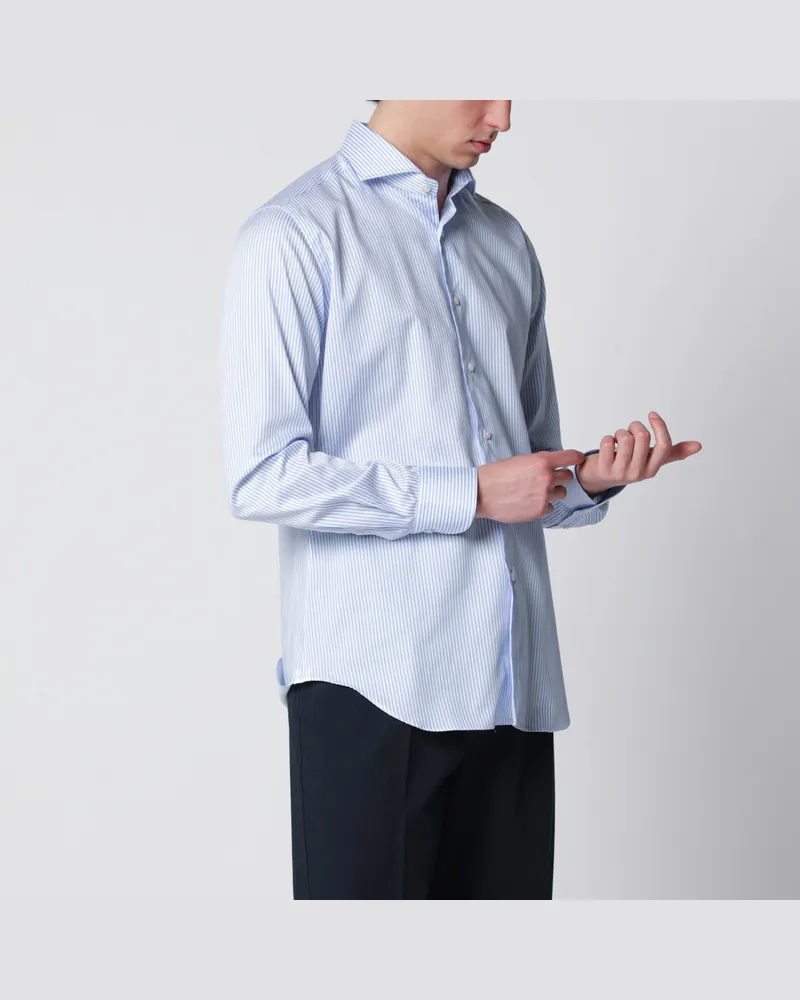 XACUS Weiß/blau gestreiftes Travel-Shirt Light