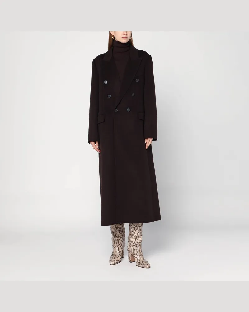 Victoria Beckham Brauner Zweireiher-Mantel aus Wolle und Kaschmir Braun