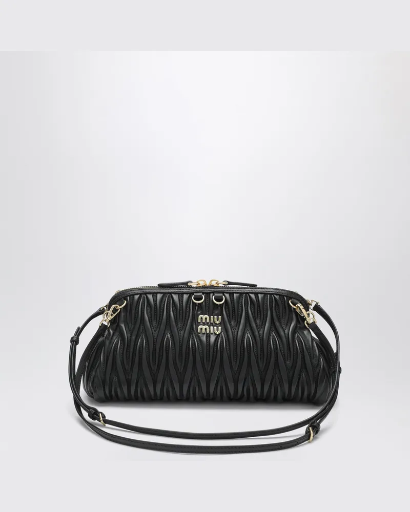 Miu Miu Schwarze Clutch aus gestepptem Nappaleder Black