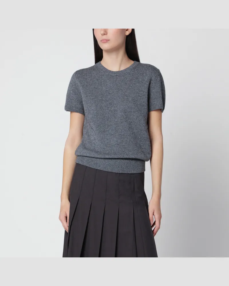 Dunst Grey mélange short-sleeved top in wool blend Grey