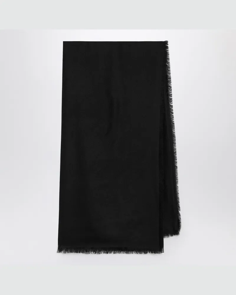 Gucci Schwarzer GG-Schal aus Wolle und Seide in Jacquard Black