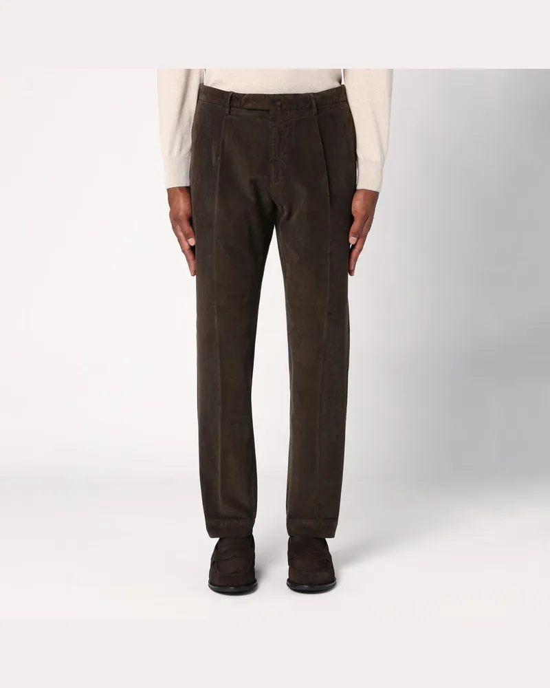 Biagio Santaniello Braune Hose aus fein geripptem Cord Braun