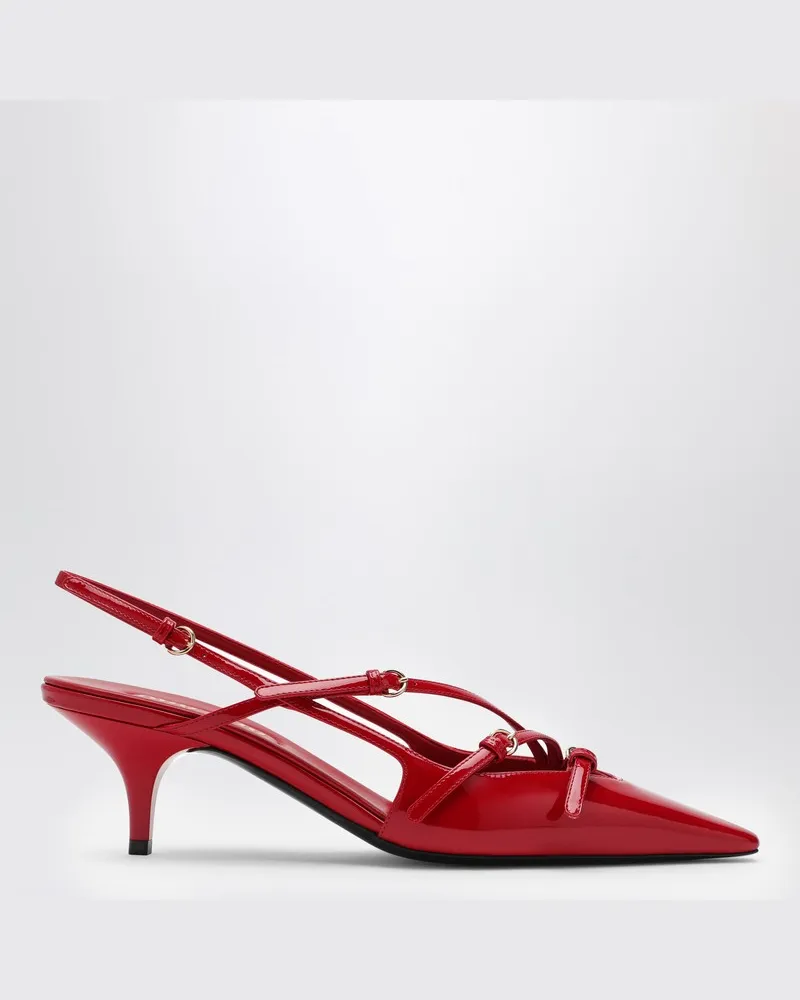 Miu Miu Rotes Lackleder-Slingback-Dekolleté mit Schnallen Rot