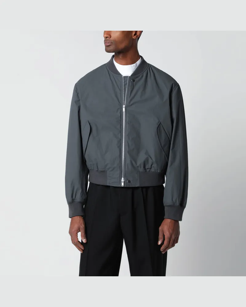 Jil Sander Graue Bomberjacke aus Baumwolle mit Reißverschluss Grey