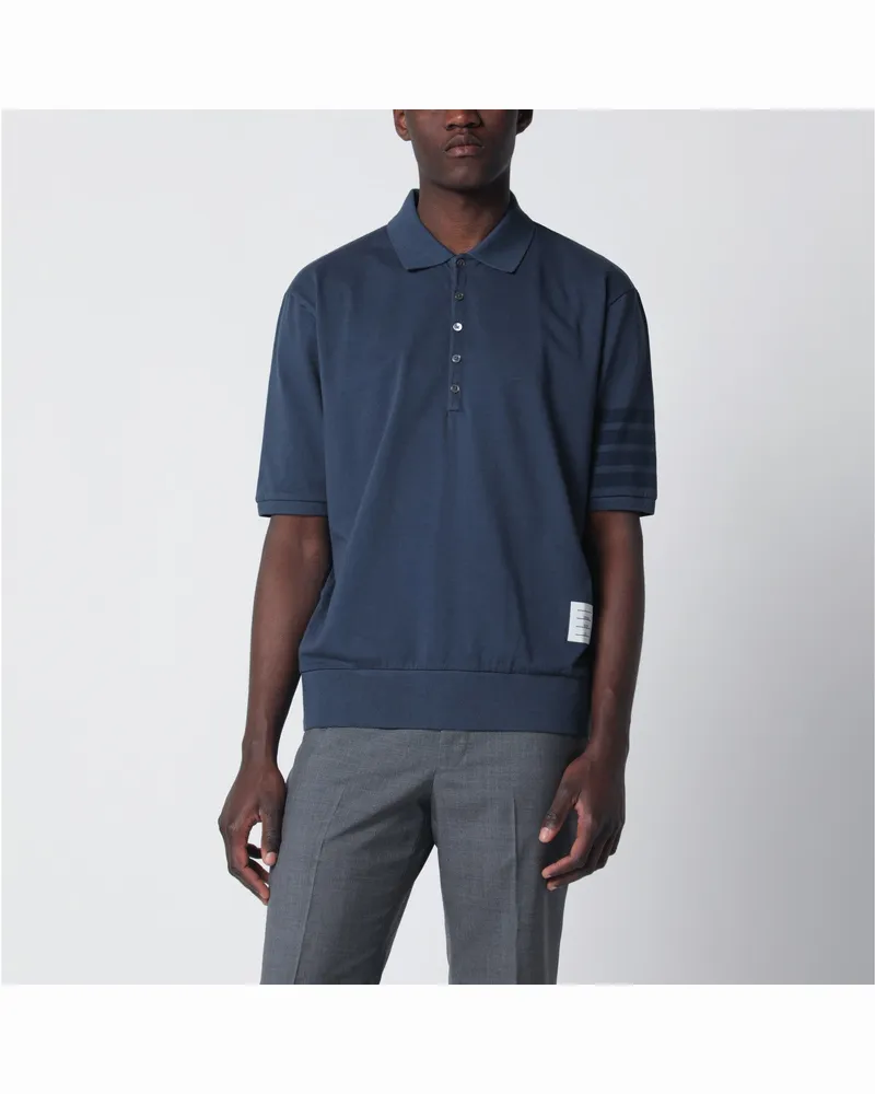 Thom Browne Navyblaues Poloshirt aus Baumwolle Blue