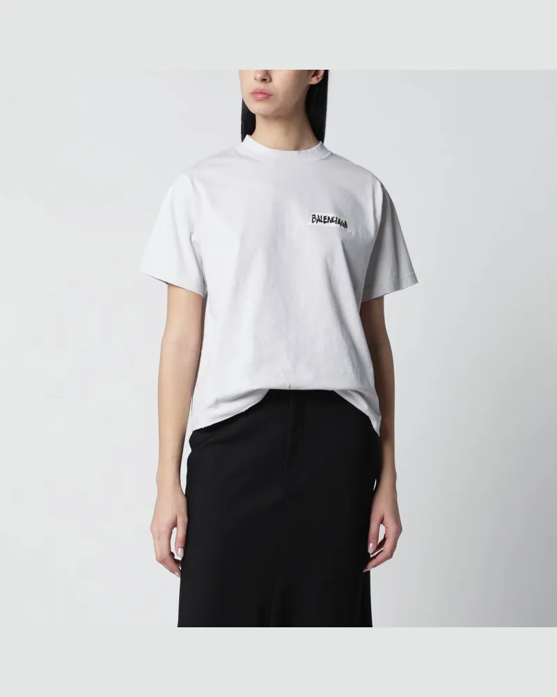 Balenciaga Weißes Masking Tape T-Shirt mit mittlerer Passform Weiß