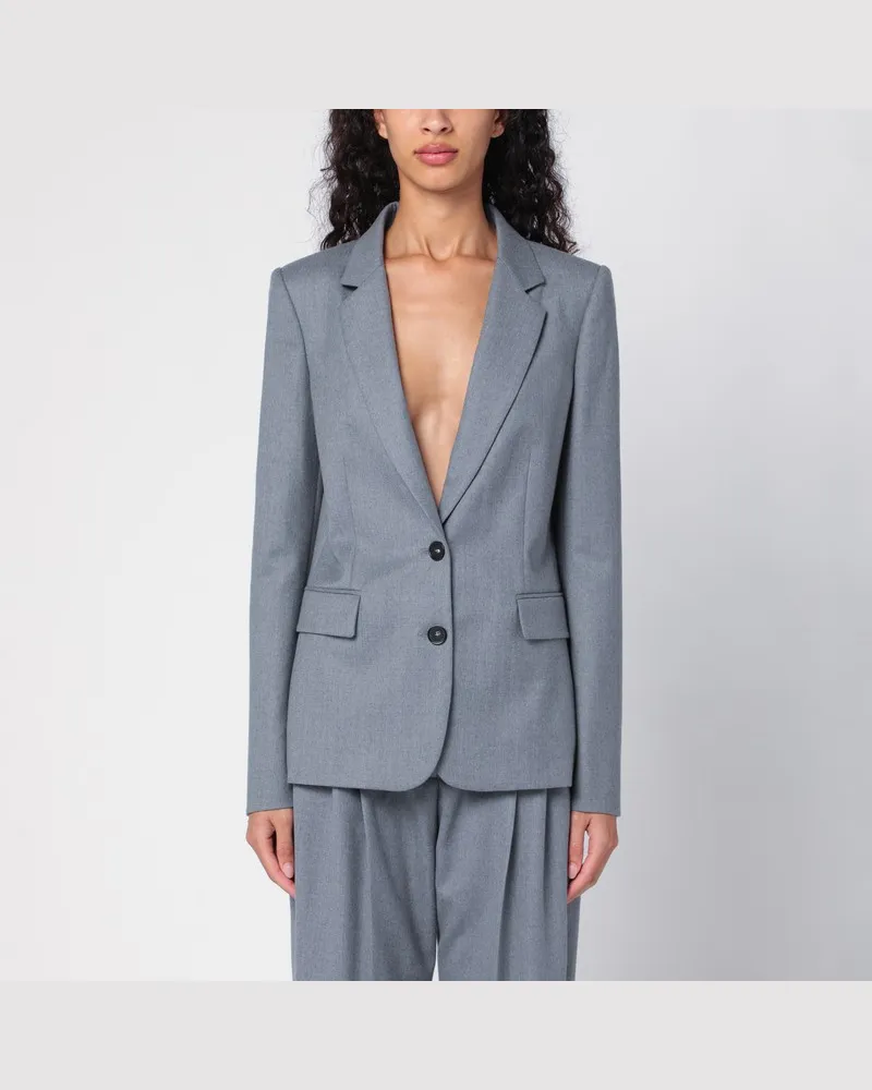 Stella McCartney Graue einreihige Jacke aus Wolle Grau