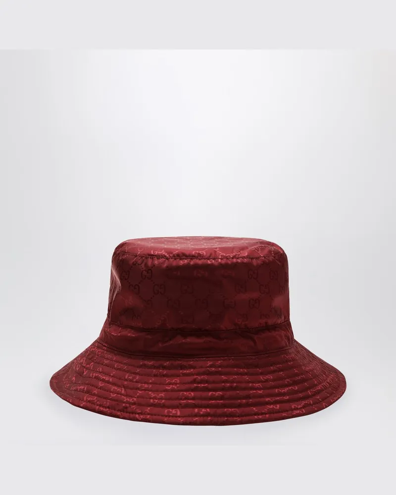 Gucci Wendbarer Hut in bordeauxfarbenem GG-Nylon Burgunderrot