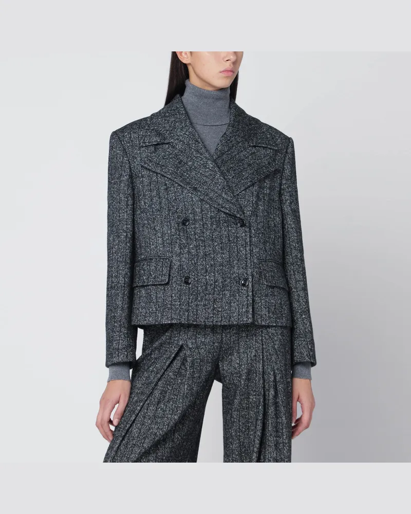 Dolce & Gabbana Kurze oversized gestreifte Jacke in Dunkelgrau Grey