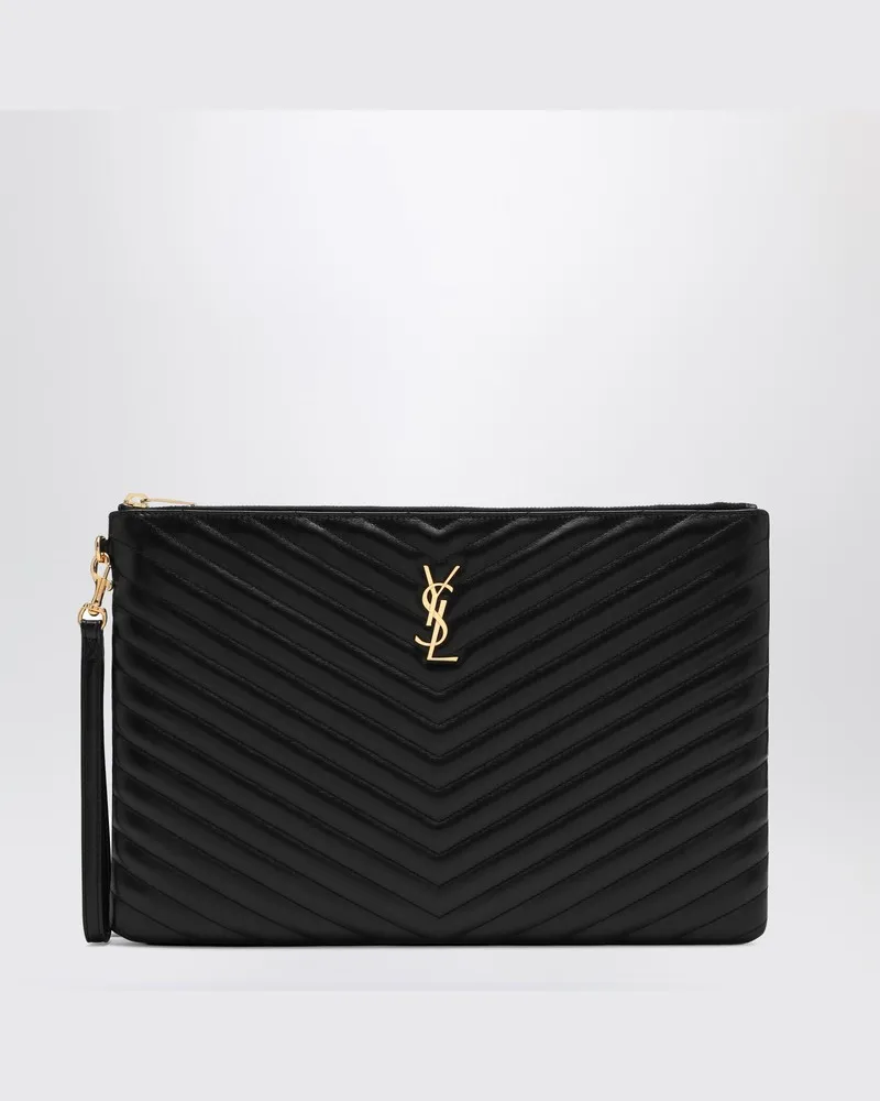Saint Laurent Dokumentenmappe Cassandre schwarz aus Leder Schwarz