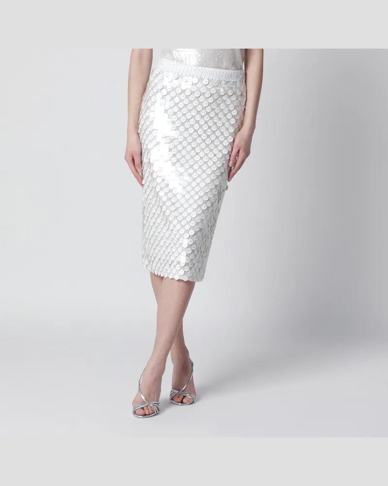 P.A.R.O.S.H. Cremefarbener Bleistiftrock mit Pailletten 