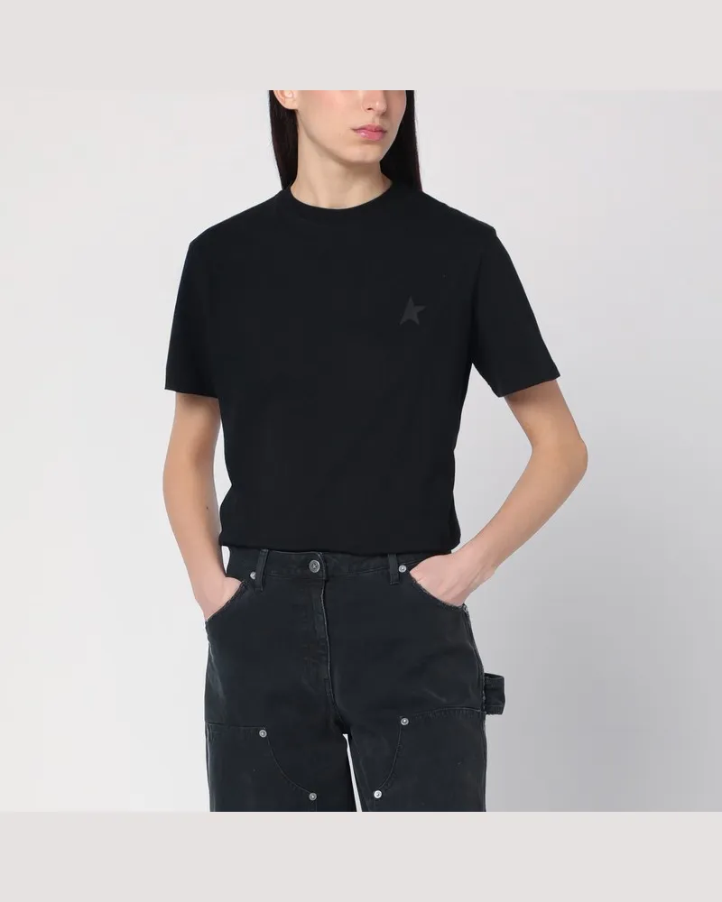 Golden Goose Schwarzes T-Shirt Star mit Rundhalsausschnitt Schwarz