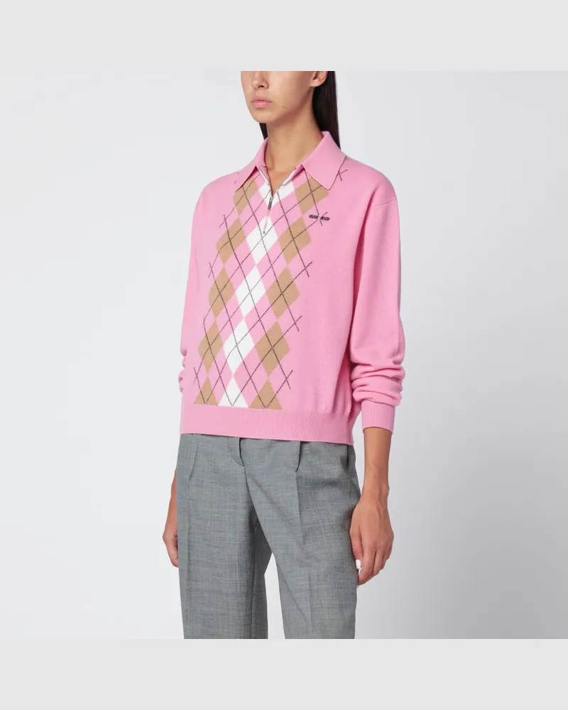 Miu Miu Kaschmir-pinkes Polo mit Reißverschluss Rosa
