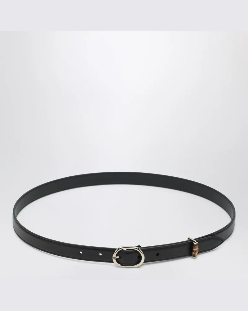 Gucci Schmaler schwarzer Gürtel mit ovaler Schnalle Schwarz