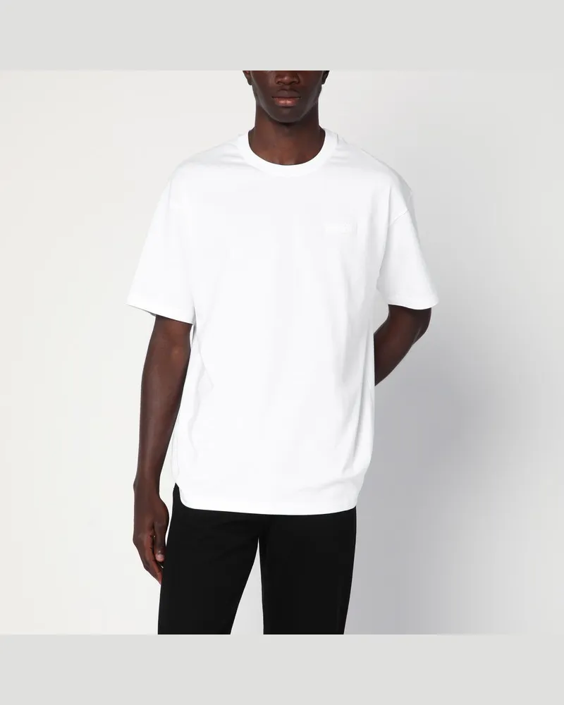 Givenchy Weißes Baumwoll-T-Shirt mit Logo-Patch Weiß