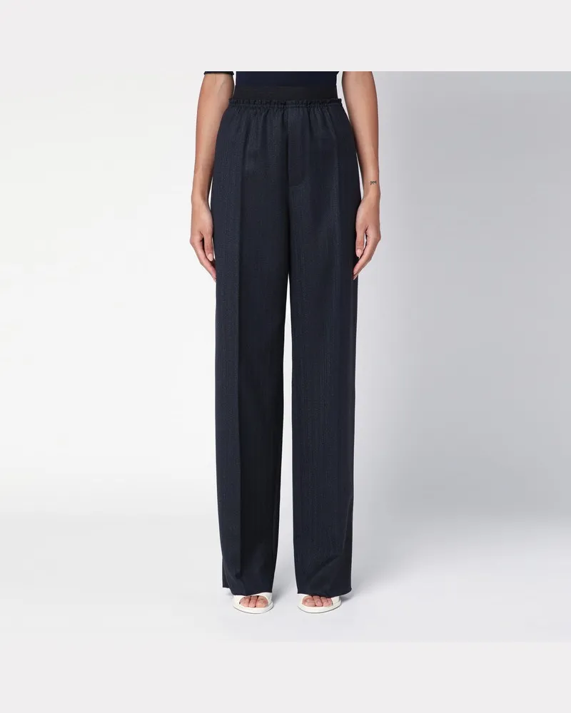 Bottega Veneta Gestreifte Hose aus Wolle schwarz/blau Schwarz