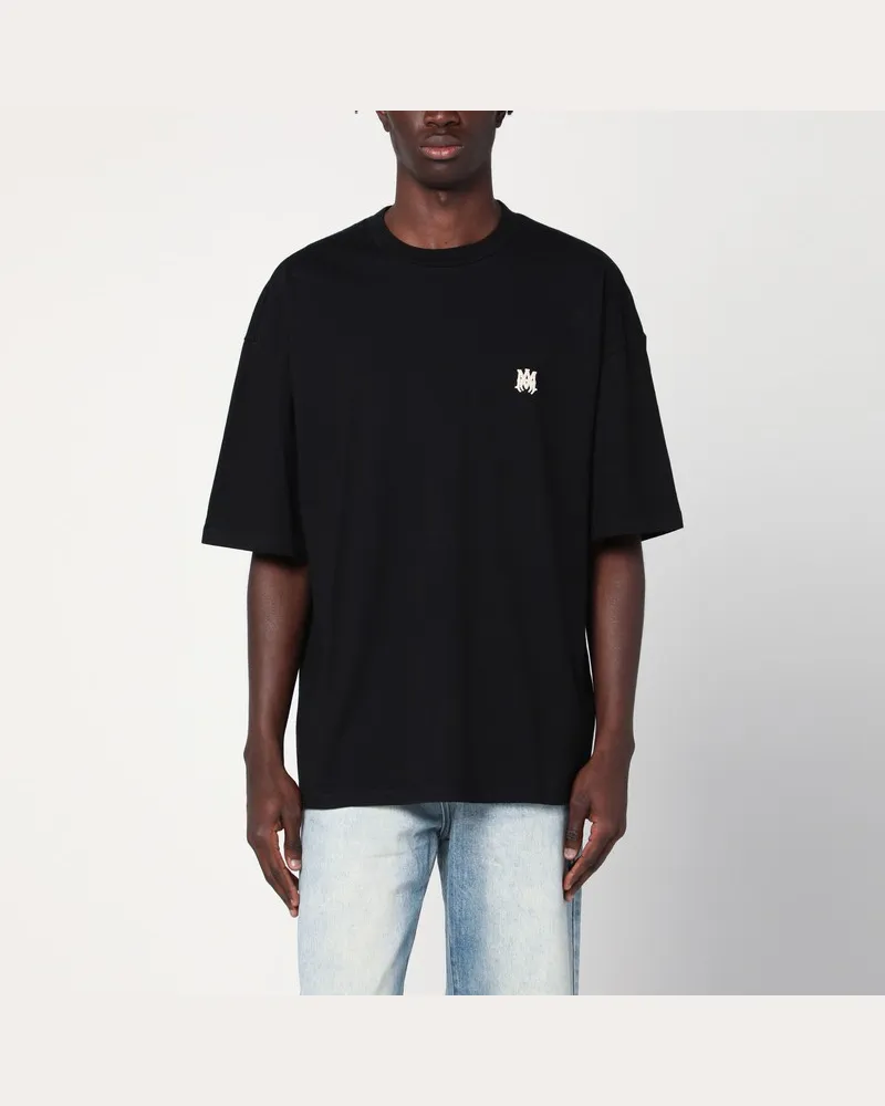 Amiri Schwarzes Baumwoll-T-Shirt mit Logoaufnäher Schwarz