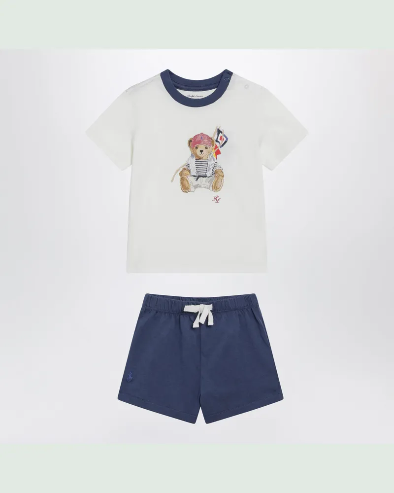 Ralph Lauren Weiß/Blaues Polo Bear Zweiteiler-Set White