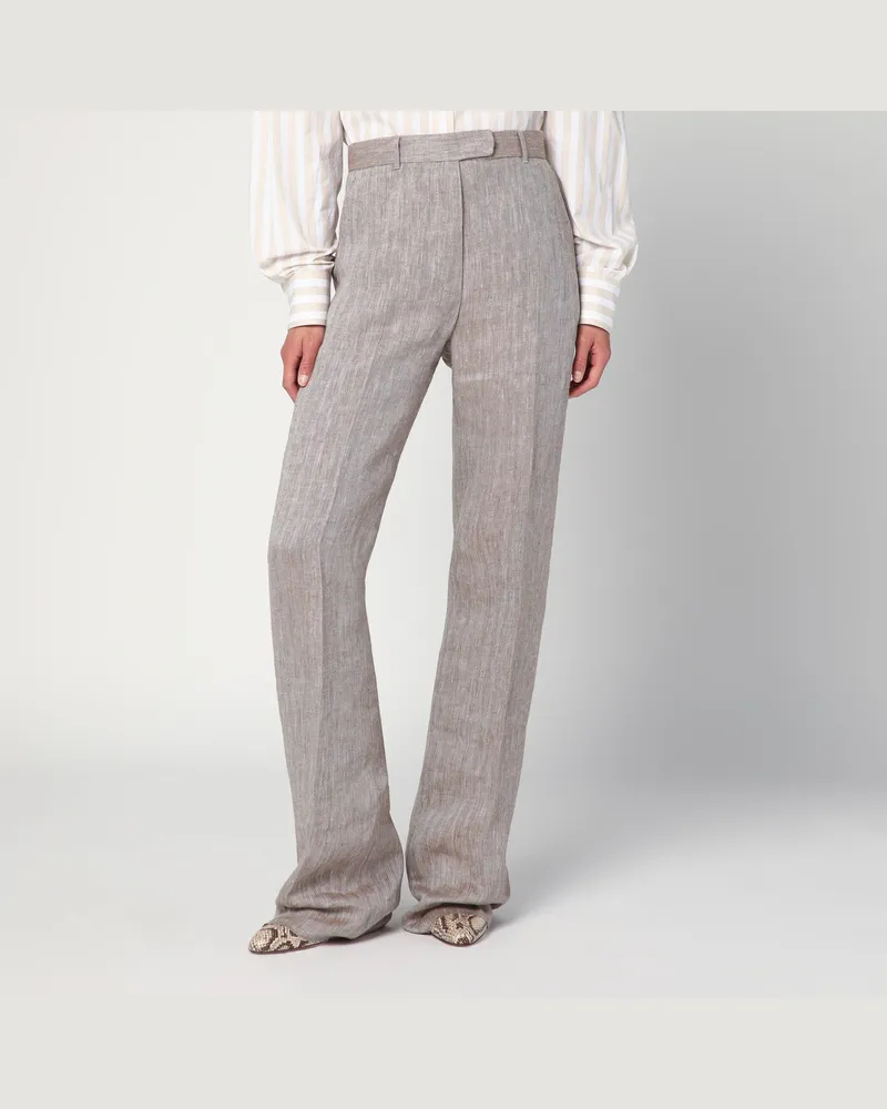 Max Mara Beige gerade Leinenhose Beige