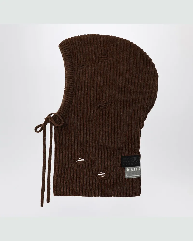 Maison Margiela Braune Kapuze aus Wollmischung Brown