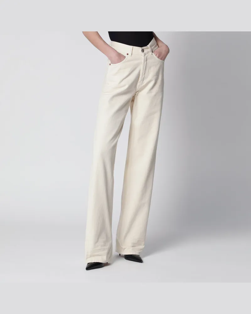 Saint Laurent Boyfriend-Jeans mit hohem Bund aus Denim in Vanille White