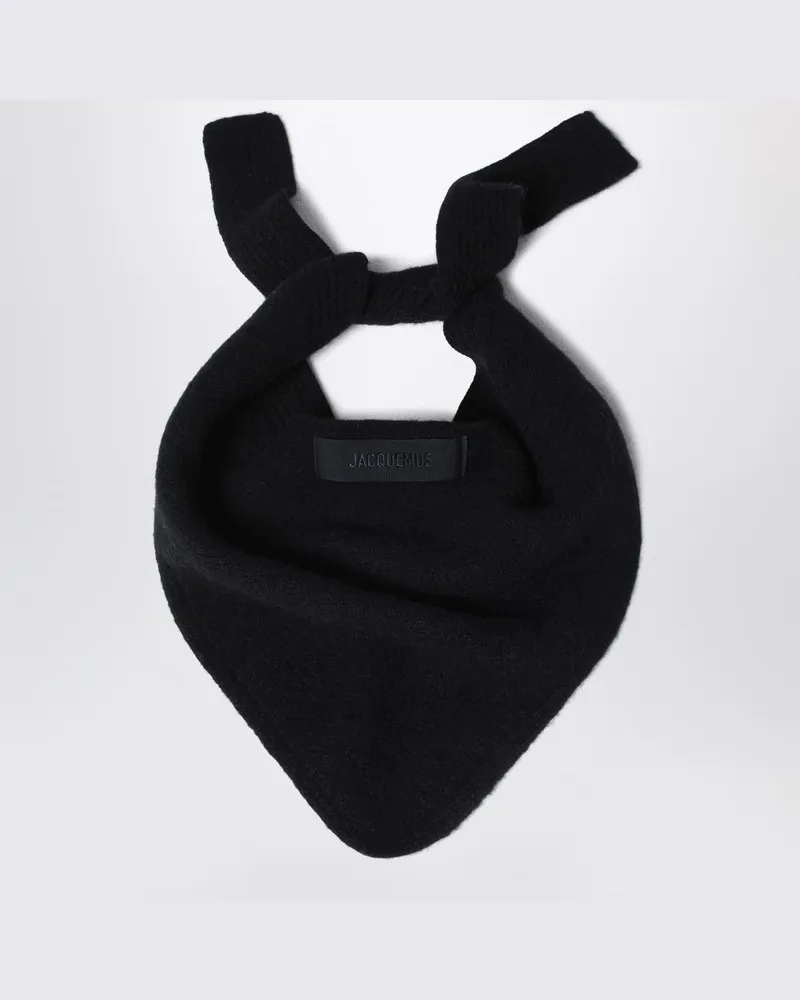 Jacquemus Schwarzer Schal mit Grosgrain-Logo Schwarz