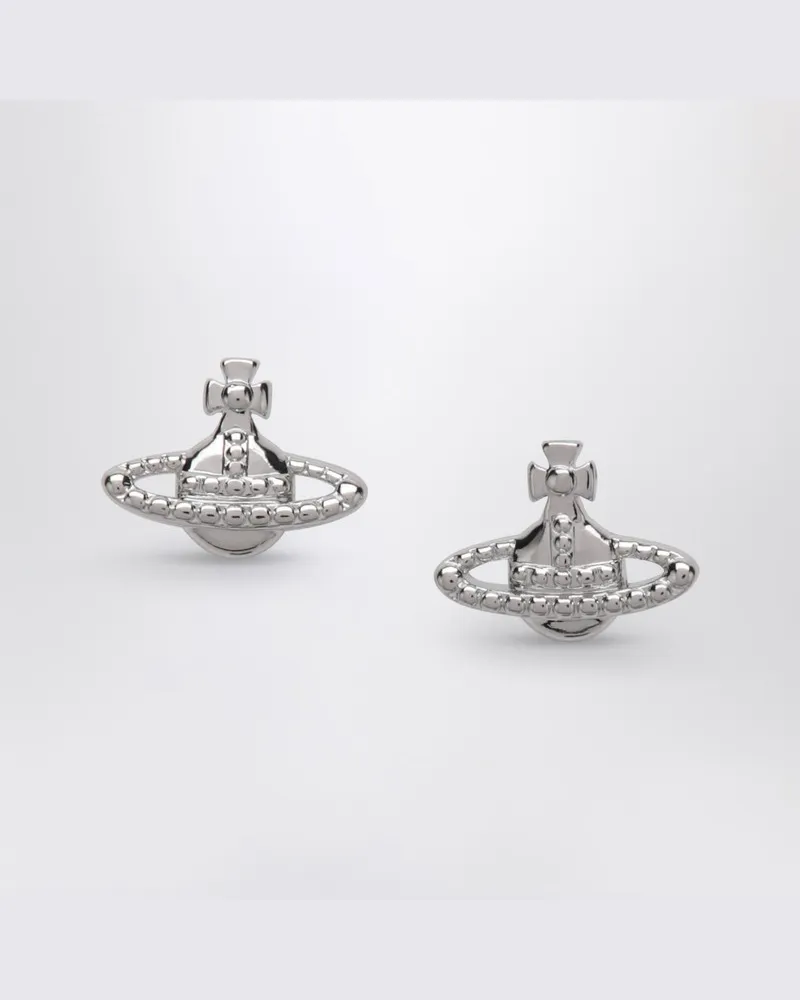 Vivienne Westwood Platinfarbene Orb-Logo-Ohrringe Metallisch