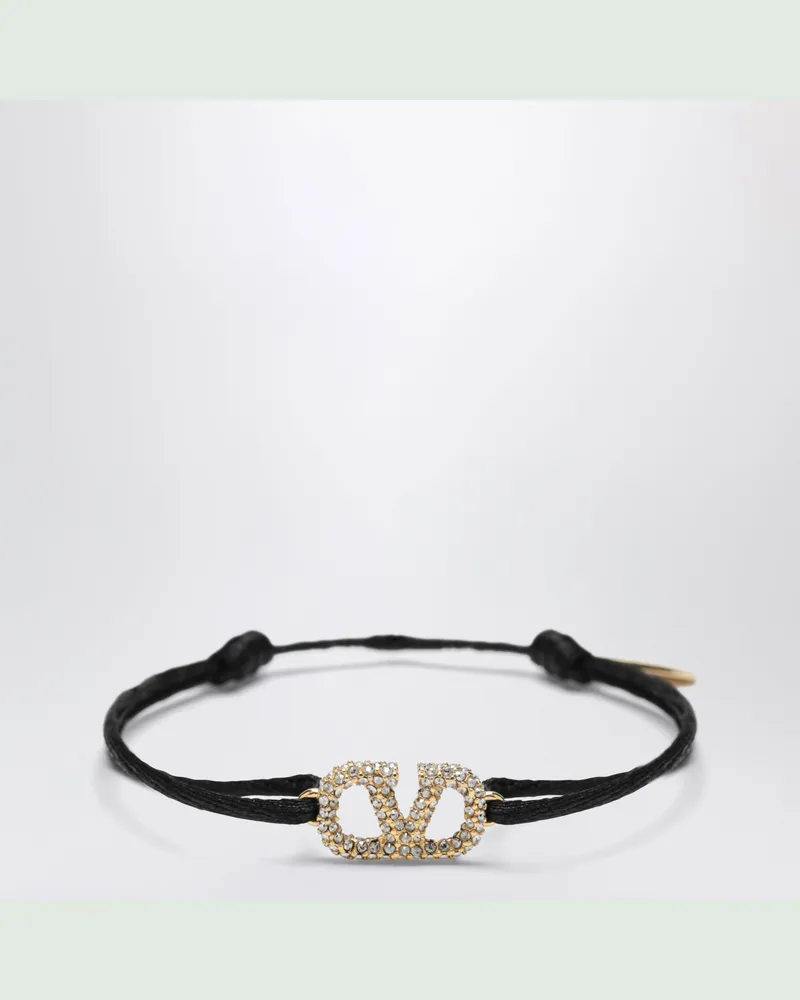 Valentino Garavani Verstellbares VLogo Signature Armband mit Kristallen Black